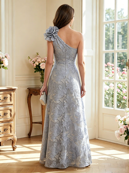 Ligne A/Princesse Une épaule Sans Manches Longueur du sol Robes Mère de la Mariée avec 3D Florale