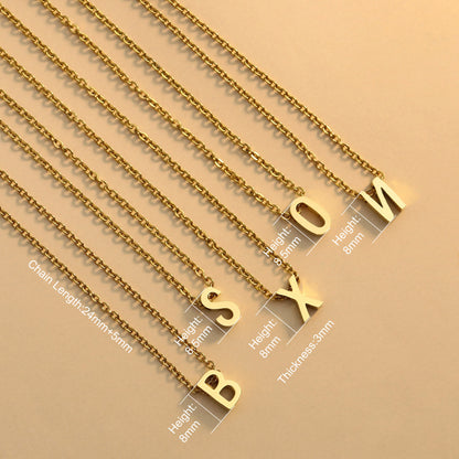 Collier Pendentif en Titane avec 26 Noms de l'Alphabet Anglais