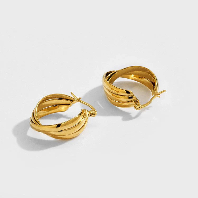 Boucles D'Oreilles Créoles Vintage Élégantes en Or Pour Femme