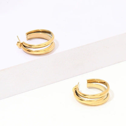 Boucles D'Oreilles Créoles Vintage Élégantes en Or Pour Femme