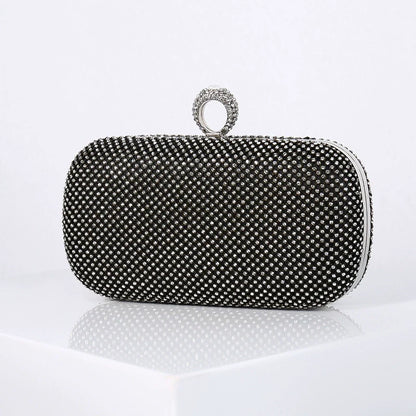 Pochette en Alliage de Couleur Unie avec Cristaux Scintillants Pour Femme