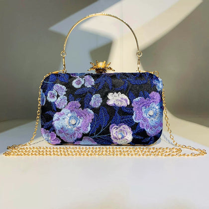 Pochette Élégante à Fleurs et Perles Pour Femme