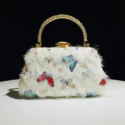Sacs à Main Élégants Pour Femmes avec Pompon et Strass