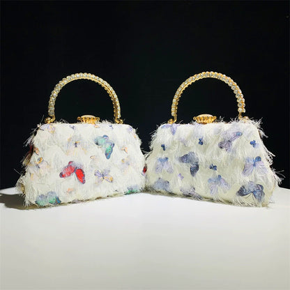 Sacs à Main Élégants Pour Femmes avec Pompon et Strass