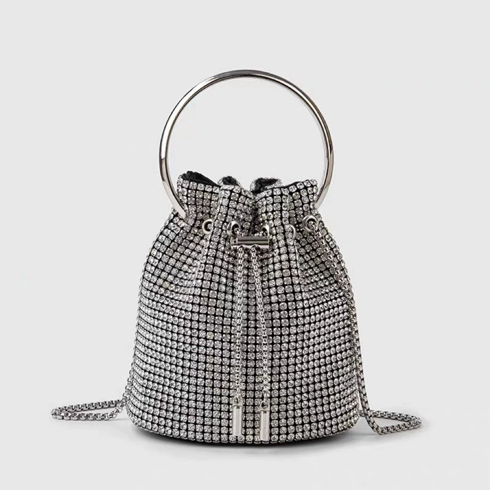 Charmant et Magnifique Sac Seau à Chaîne en Strass Pour Femme