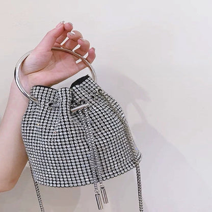 Charmant et Magnifique Sac Seau à Chaîne en Strass Pour Femme