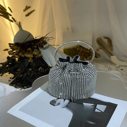 Charmant et Magnifique Sac Seau à Chaîne en Strass Pour Femme
