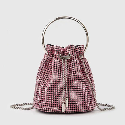 Charmant et Magnifique Sac Seau à Chaîne en Strass Pour Femme