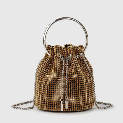Charmant et Magnifique Sac Seau à Chaîne en Strass Pour Femme