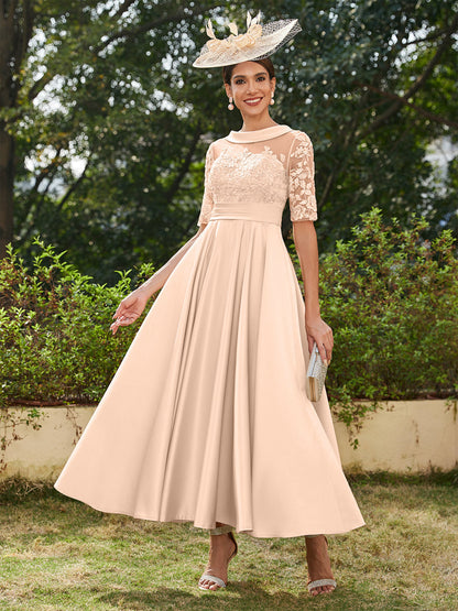Robe de Soirée Longue à Manches Mi-Longues et Décolleté En V/Princesse avec Appliques