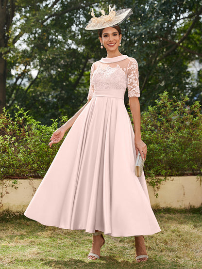Robe de Soirée Longue à Manches Mi-Longues et Décolleté En V/Princesse avec Appliques
