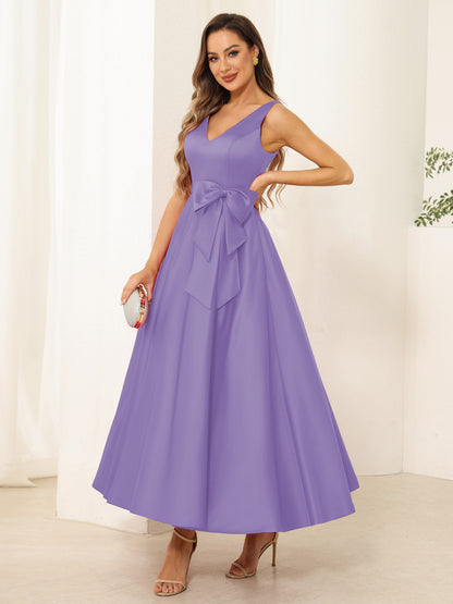 Ligne A/Princesse Col en V Sans Manches Noeuds Papillon Longueur Robes de Soirée