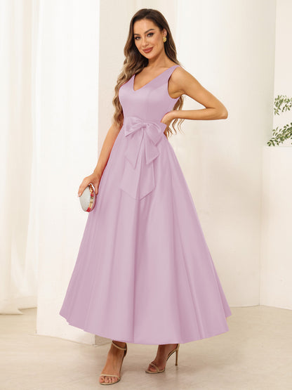Ligne A/Princesse Col en V Sans Manches Noeuds Papillon Longueur Robes de Soirée