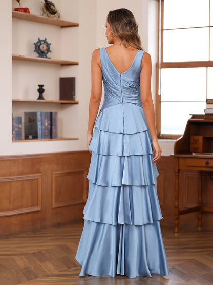 Robe de Mère de la Mariée Coupe A-Line/Princess à Col En V et Volants