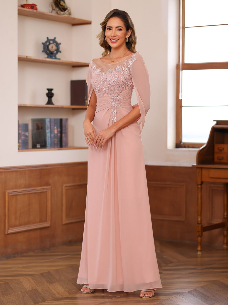 Robe de Mère de la Mariée En Tulle à Volants et Illusion de Forme