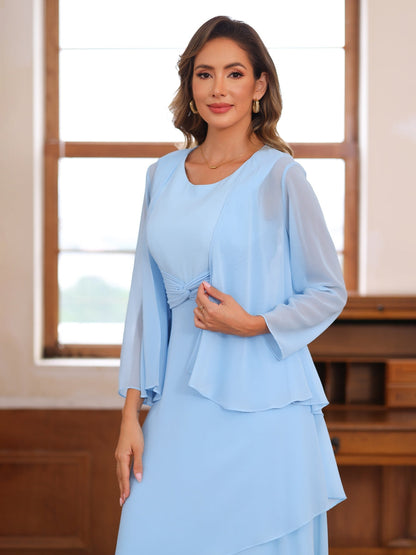Robe de Mère de la Mariée à Deux Pièces Coupe A-Line/Princess Décolletée à Volants et Veste