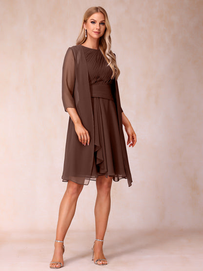 Forme Princesse Col rond Sans manches Robes de soirée formelles courtes avec Ruché et veste