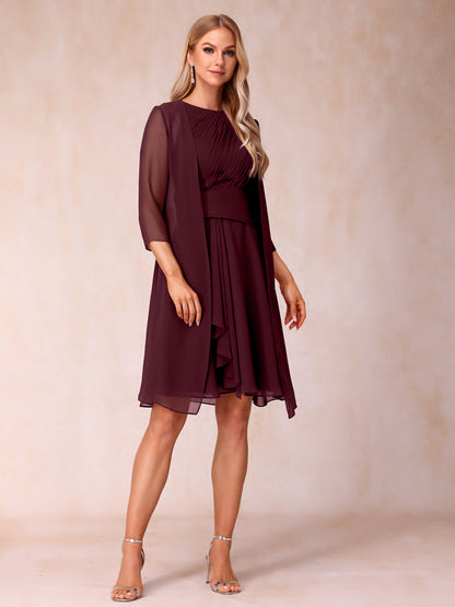 Forme Princesse Col rond Sans manches Robes de soirée formelles courtes avec Ruché et veste