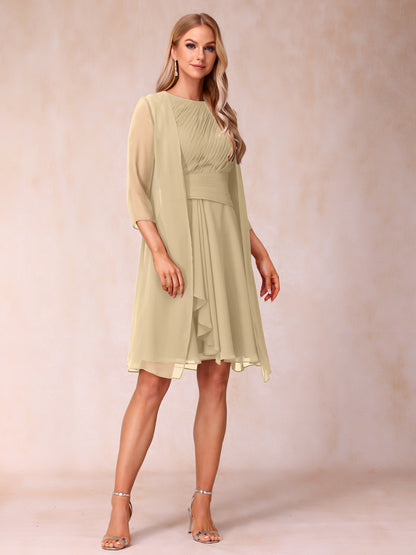 Forme Princesse Col rond Sans manches Robes de soirée formelles courtes avec Ruché et veste