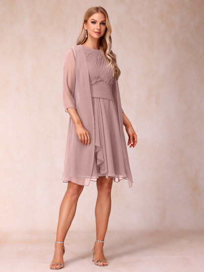 Forme Princesse Col rond Sans manches Robes de soirée formelles courtes avec Ruché et veste