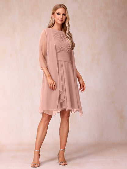 Forme Princesse Col rond Sans manches Robes de soirée formelles courtes avec Ruché et veste