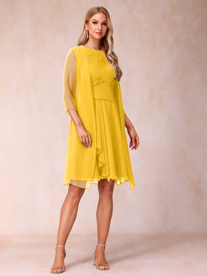 Forme Princesse Col rond Sans manches Robes de soirée formelles courtes avec Ruché et veste