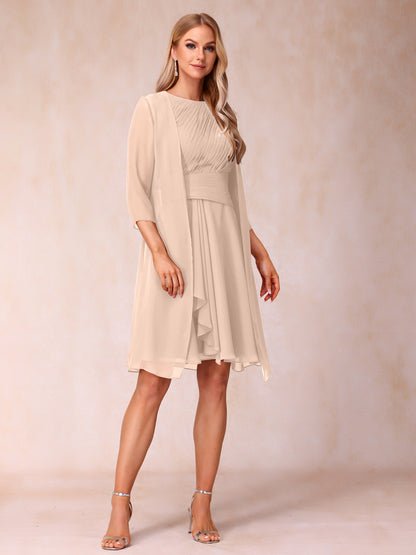 Forme Princesse Col rond Sans manches Robes de soirée formelles courtes avec Ruché et veste