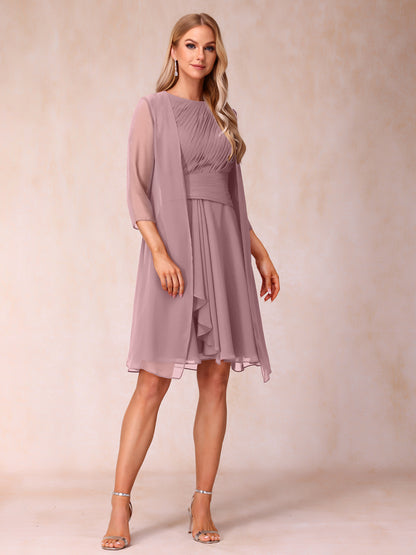 Forme Princesse Col rond Sans manches Robes de soirée formelles courtes avec Ruché et veste