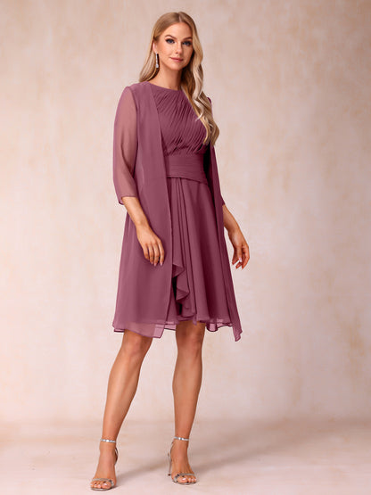 Forme Princesse Col rond Sans manches Robes de soirée formelles courtes avec Ruché et veste