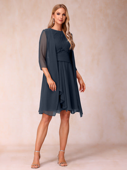 Forme Princesse Col rond Sans manches Robes de soirée formelles courtes avec Ruché et veste