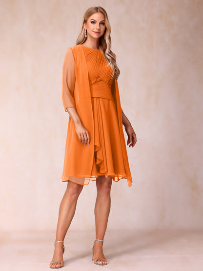 Forme Princesse Col rond Sans manches Robes de soirée formelles courtes avec Ruché et veste