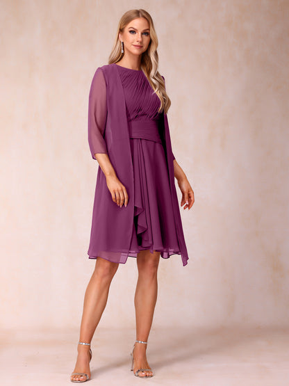 Forme Princesse Col rond Sans manches Robes de soirée formelles courtes avec Ruché et veste