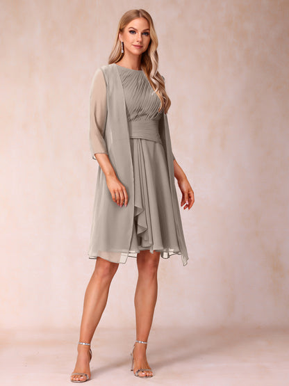 Forme Princesse Col rond Sans manches Robes de soirée formelles courtes avec Ruché et veste
