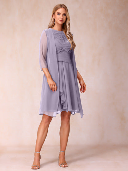 Forme Princesse Col rond Sans manches Robes de soirée formelles courtes avec Ruché et veste