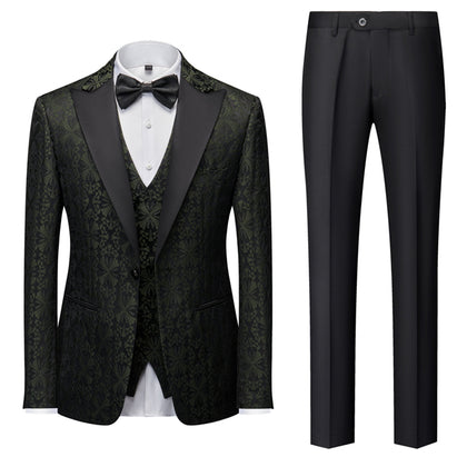 Costumes de Soirée de Bal pour Hommes Coupe Ajustée Simple Boutonnage Imprimés 3 Pièces