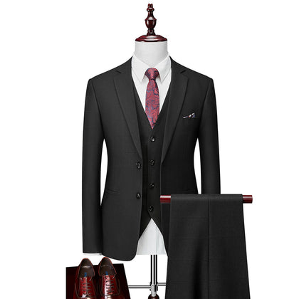 Costumes de Mariage à Carreaux 3 Pièces pour Hommes Coupe Ajustée Simple Boutonnage Deux Boutons