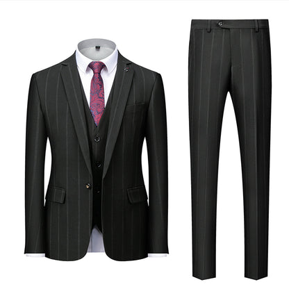 Costumes de Mariage pour Hommes à Rayures Coupe Ajustée Simple Boutonnage 3 Pièces