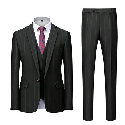 Costumes de Mariage pour Hommes à Rayures Coupe Ajustée Simple Boutonnage 3 Pièces