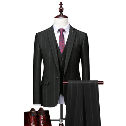 Costumes de Mariage pour Hommes à Rayures Coupe Ajustée Simple Boutonnage 3 Pièces