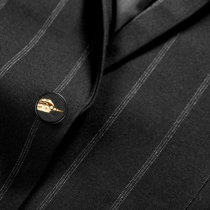 Costumes de Mariage pour Hommes à Rayures Coupe Ajustée Simple Boutonnage 3 Pièces