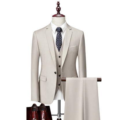 Costume de Mariage 3 Pièces pour Homme Coupe Ajustée Simple Boutonnage Couleur Unie