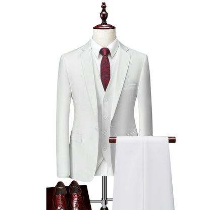 Costume de Mariage 3 Pièces pour Homme Coupe Ajustée Simple Boutonnage Couleur Unie