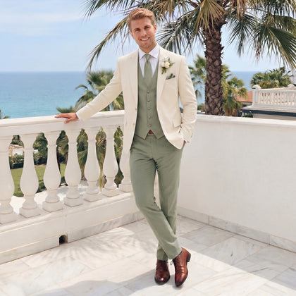 Coupe Ajustée Veste Droite à Deux Boutons 3 Pièces Solide Coloré Costumes de Mariage pour Homme