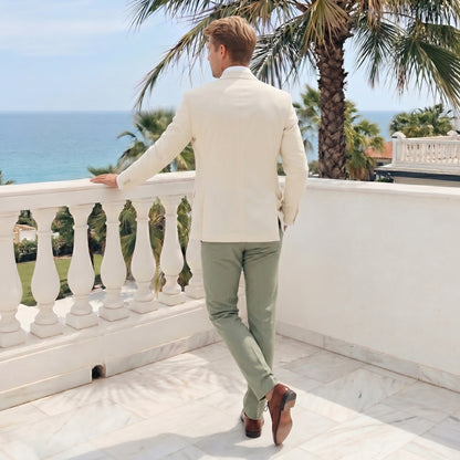 Costume de Mariage 3 Pièces pour Homme, Coupe Ajustée, Veste Droite à 2 Boutons, Couleur Unie