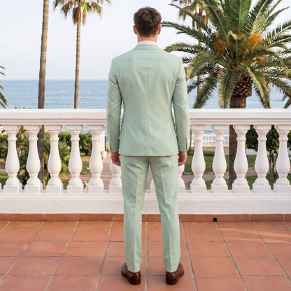 Costume de Mariage pour Homme, Coupe Ajustée, Veste Droite à 2 Boutons, Couleur Unie