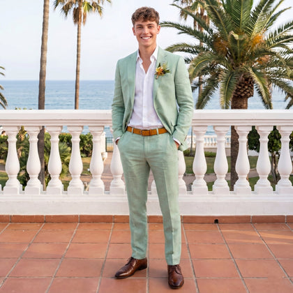 Costume de Mariage 2 Pièces pour Homme, Coupe Ajustée à 1 Bouton, Couleur Unie