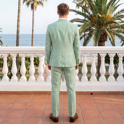Costume de Mariage 2 Pièces pour Homme, Coupe Ajustée à 1 Bouton, Couleur Unie