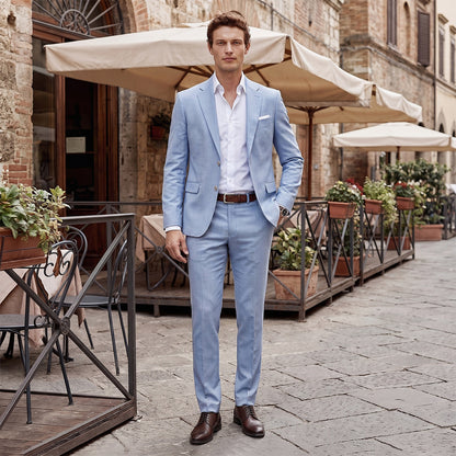 Costume de Mariage 2 Pièces, Coupe Ajustée, Veste Droite à 2 Boutons, Coloris Uni