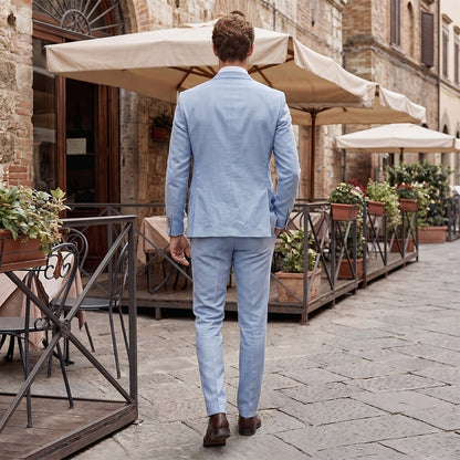 Costume de Mariage 2 Pièces, Coupe Ajustée, Veste Droite à 2 Boutons, Coloris Uni