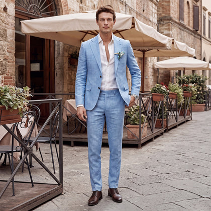 Costume de Mariage pour Homme, Coupe Ajustée à 2 Boutons, Coloris Uni